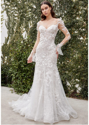 Beaded Ivory 3D Lace Tulle Amazing Wedding Dress